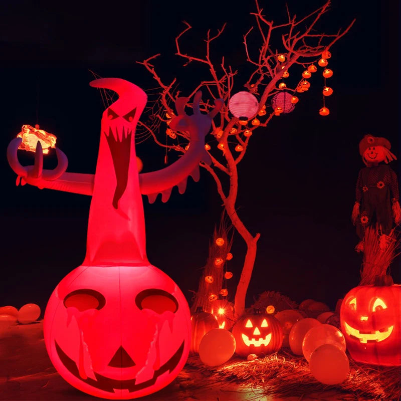 Halloween Inflatable Ghost Pumpkin Decoration With LED Luminous Light For Household Yard Garden Outdoor Party Decoration