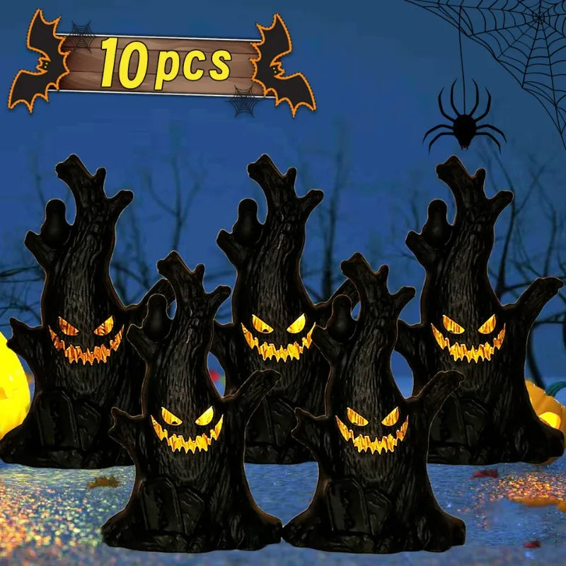 Halloween Led Glow Faces Ghost Tree Light Home Decoration Candle Lamp Halloween Party Supplies Haunted House Horror Props Giftss