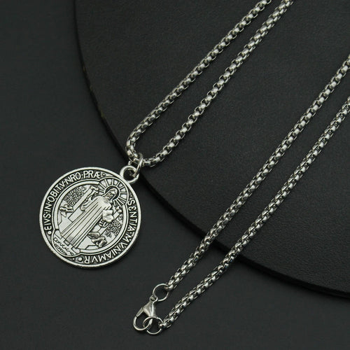 Load image into Gallery viewer, Catholic Saint Benedict Medallion Pendant Necklace Alloy San Benito Collares Choker Necklaces Creativity Gift Wholesale
