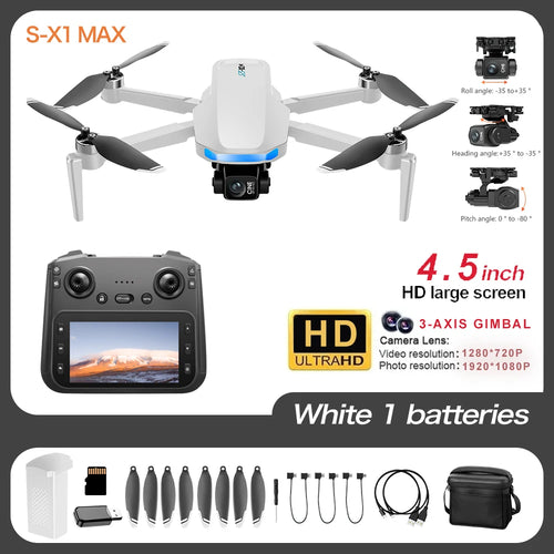 Load image into Gallery viewer, New S-X1 Quadcopter Drone: 4K Camera, 3-Axis Gimbal w/EIS, 5G GPS | Pro Aerial Photo Gift with Foldable Design
