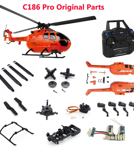RC ERA Original Spare Parts for C186 Pro BO105 Scaled RC Helicopter Body Shell Propeller Tail Fin Motor Gear Roter Head