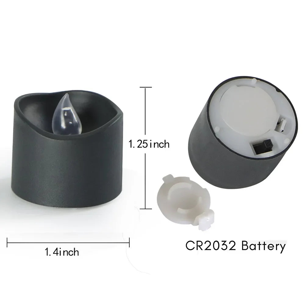 Black LED Candle Lamp Battery Operated Tea Light Flameless Fake Electronic Candle Halloween Party Decor Flashing Candle Lamp