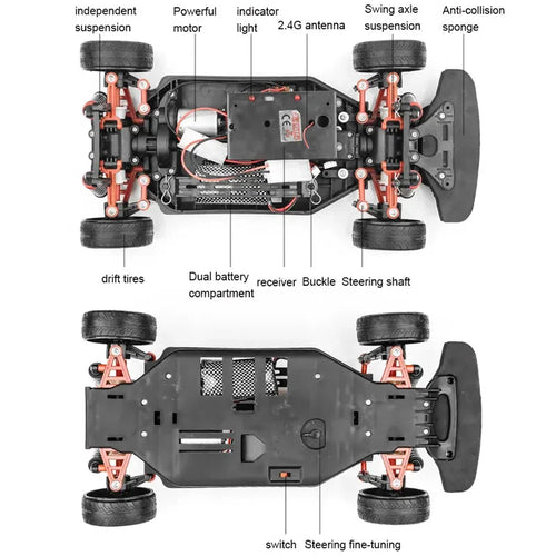 Load image into Gallery viewer, 1:10 70km/h High-speed Drift Remote Control Car 2.4G 4WD Rc Off-road Vehicle Dual-speed Rc Car Children&#39;s Christmas Gift
