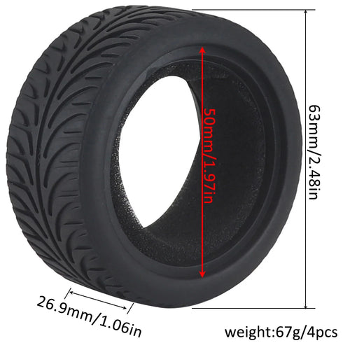 Load image into Gallery viewer, 1:10 On-road Car Tires 63-68mm High Grip Rubber Tyre Hot Melt Tire Hsp 94123 Hpi Himoto Fw06 Tt01 Abrasion Resistant Racing Car
