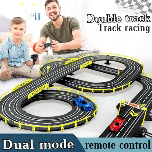Load image into Gallery viewer, Slot car track Electric rail car 1:43 double remote control racing track toy automatic racing electric track children Christmas gift
