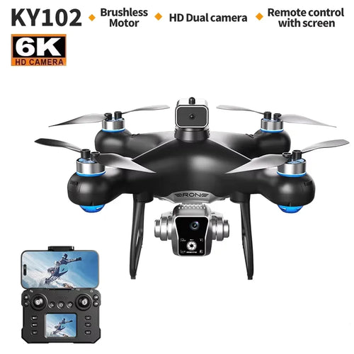 Load image into Gallery viewer, New KY102 Remote Control Drone With 8K HD Dual Cameras 360°Obstacle Avoidance Brushless Motors Screen Aerial Photography RC Toy
