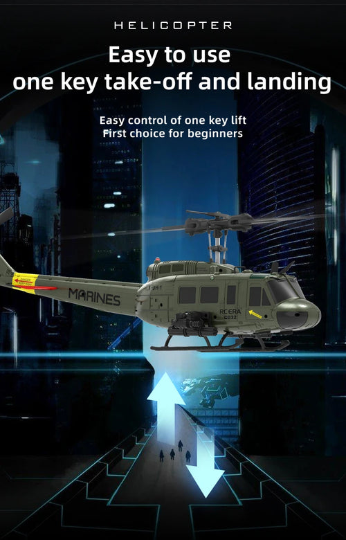 Load image into Gallery viewer, C032 UH-1 brushless RTF RC Helicopter 6-axis Gyroscope One Click 3D Flip Optical flow positioning UH1 helicopter model Hobby Toy
