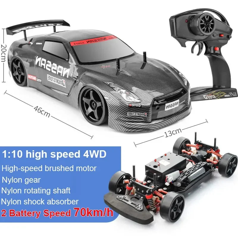 1:10 70km/h High-speed Drift Remote Control Car 2.4G 4WD Rc Off-road Vehicle Dual-speed Rc Car Children's Christmas Gift