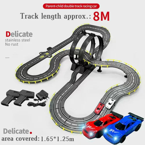 Load image into Gallery viewer, Slot car track Electric rail car 1:43 double remote control racing track toy automatic racing electric track children Christmas gift
