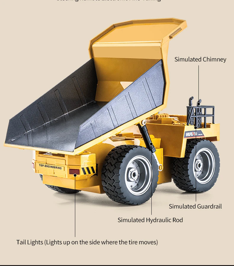 HUI NA Engineering Vehicle 533D Simulation Alloy Dump Truck Earth-moving Dump Truck Model Toy Truck Heavy duty tractor RC Cars