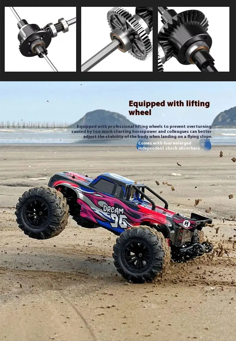 1:16 4WD RC Car 60KM/H Or 36KM/H With LED 2.4G Remote Control Cars High Speed Drift Monster 4x4 Truck For Kids VS Wltoys 144001