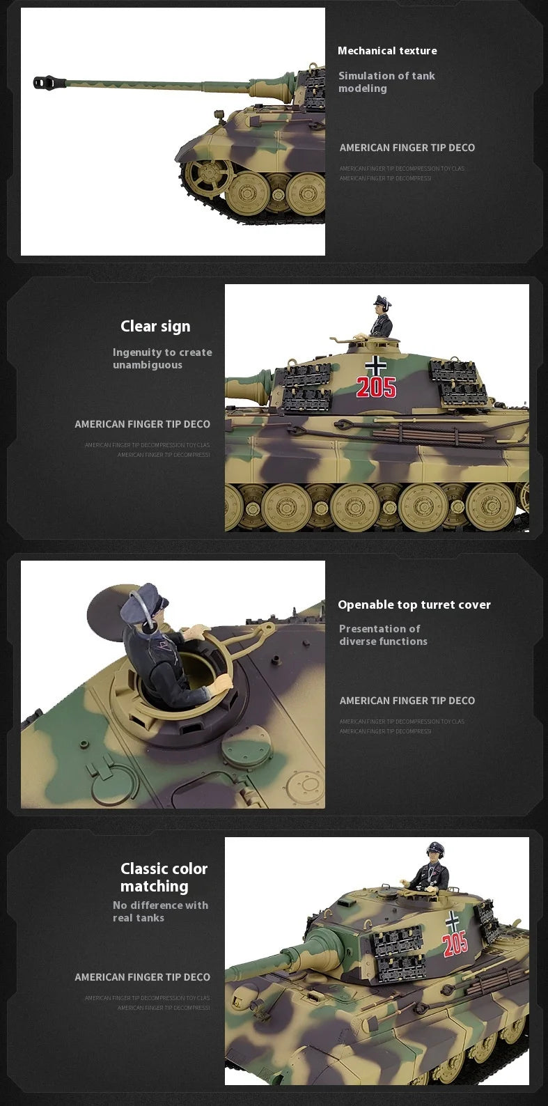 Henglong German Tiger King Remote-Controlled Tank 1/16 Metal Toy Car Professional Electric Tracked Off-Road Military Tank Model