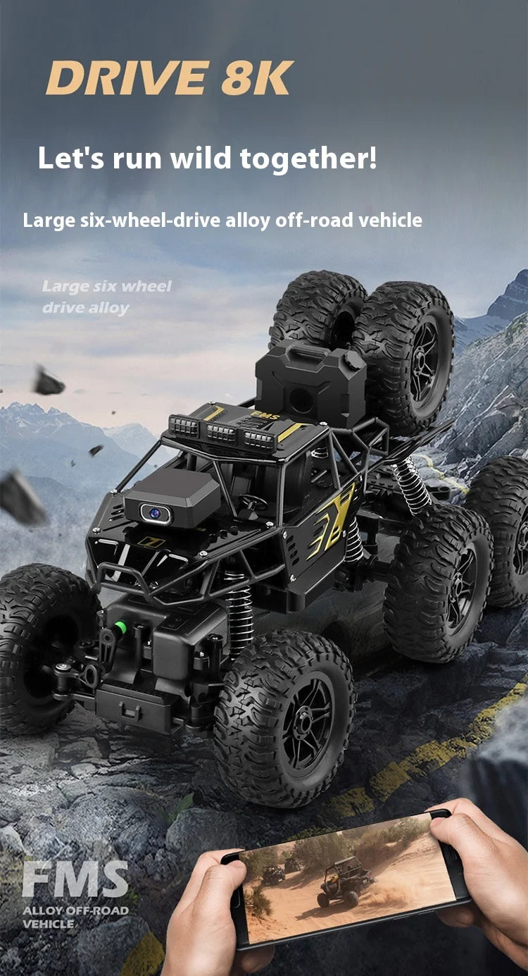 Trendy And Cool Oversized Remote Four-Wheel Drive Climbing Big Foot Car, Six Wheel Drive Racing Car, Boys' Charging Toy Car