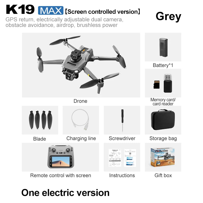 K19 MAX GPS Drone Cam Fishing Air Drop Automatic Turnaround 5G Screen Obstacle Avoidance Drone Professional Camera FPV Dron
