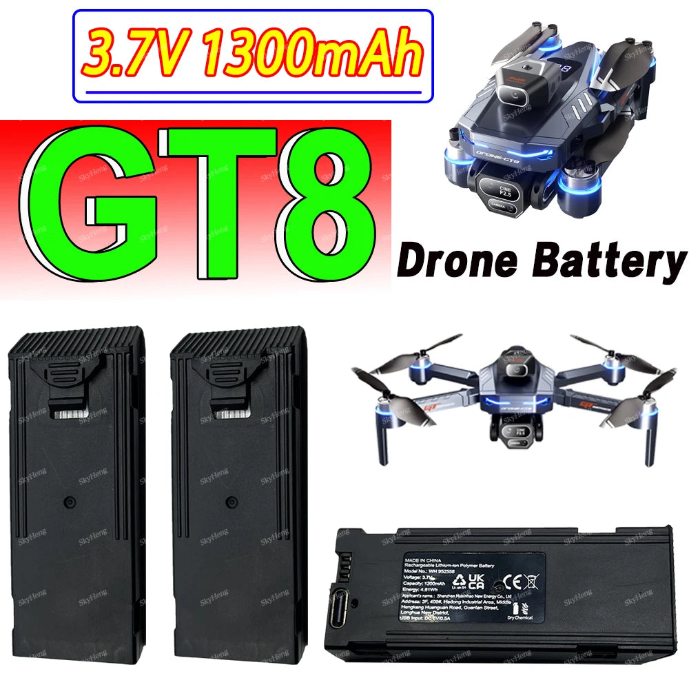 Original GT8 Battery 3.7V 1300MAh Battery For GT8 Screen Drone 4K Professional RC Quadcopter Replacement GT8 Accessory Parts