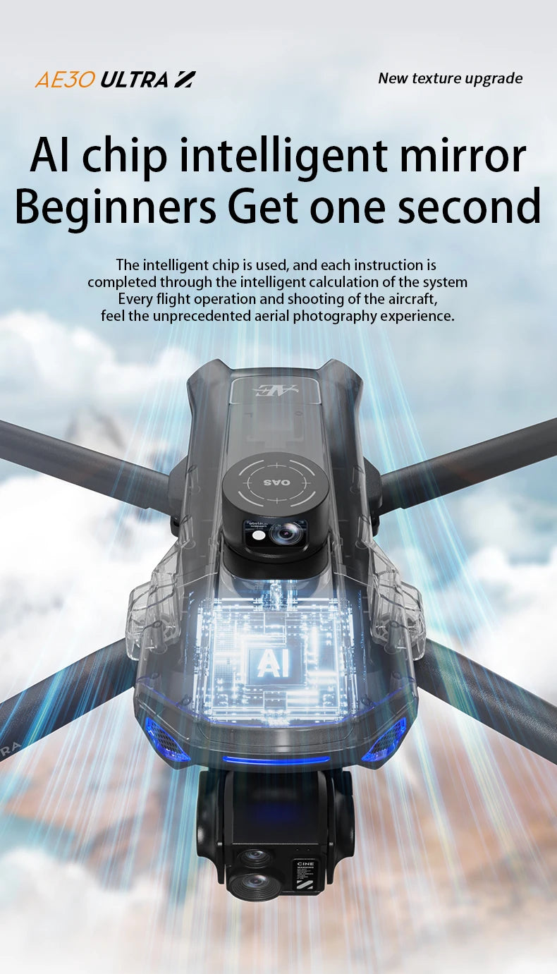 AE30 Ultra GPS Drone 4K Profesional HD Camera 3-Axis Gimbal Brushles Airdrop RC Quadcopter 5.5inch Screen Control Fishing Drones