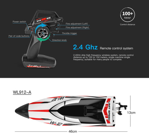 Load image into Gallery viewer, WLtoys WL916 WL912-A RC Boat 2.4Ghz 55KM/H 35KM/H High Speed Racing Watercraft Remote Control Speedboat Toys For Children
