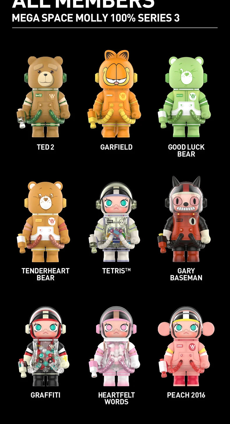POP MART MEGA SPACE MOLLY 100% SERIES 3 Mystery Box 1PC/9PCS POPMART Blind Box Action Figure Cute Toy