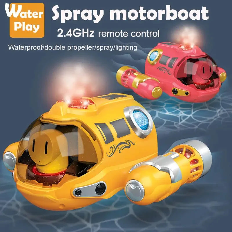 2.4GHz Rc Boat Toys Remote Control Boat Waterproof Spray Swimming Pool Bathing RC Steamboat For Boys And Girls Children Gift