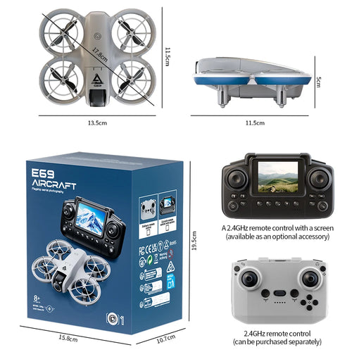 Load image into Gallery viewer, E69 Mini RC Drone 8K HD Camera With LED 5G FPV WiFi Remote Control Aircraft Obstacle Avoidance Quadcopter For Adult Boy Toy Gift
