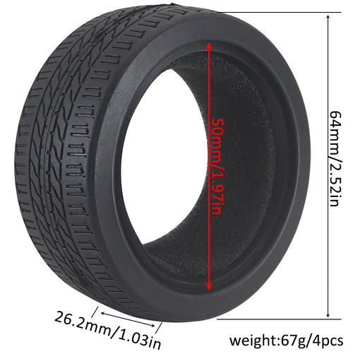 Load image into Gallery viewer, 1:10 On-road Car Tires 63-68mm High Grip Rubber Tyre Hot Melt Tire Hsp 94123 Hpi Himoto Fw06 Tt01 Abrasion Resistant Racing Car
