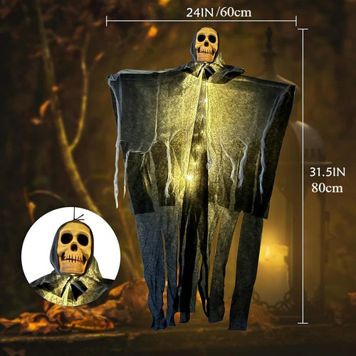 Load image into Gallery viewer, 1pcs Halloween Glowing Skull Skeleton Gauze Hanging Ghost Home Outdoor Garden Decoration Halloween Party Horror Ghost Props 2025
