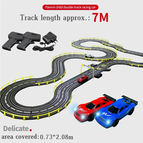 Load image into Gallery viewer, Slot car track Electric rail car 1:43 double remote control racing track toy automatic racing electric track children Christmas gift
