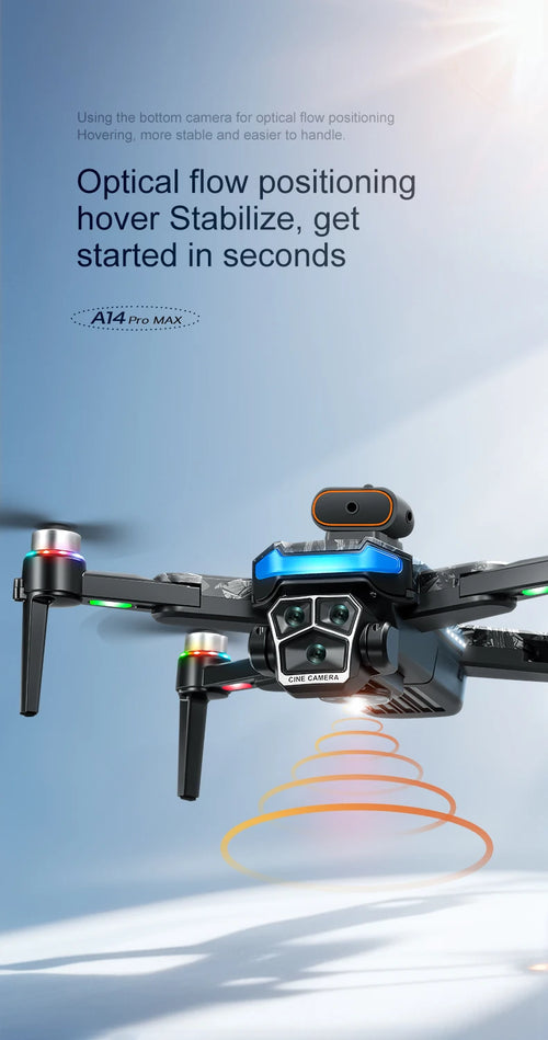 Load image into Gallery viewer, New upgraded A14 Pro Max GPS Brushless 8K three Camera Optical Flow Obstacle Avoidance Foldable Quadcopter RC Distance Drone Toy

