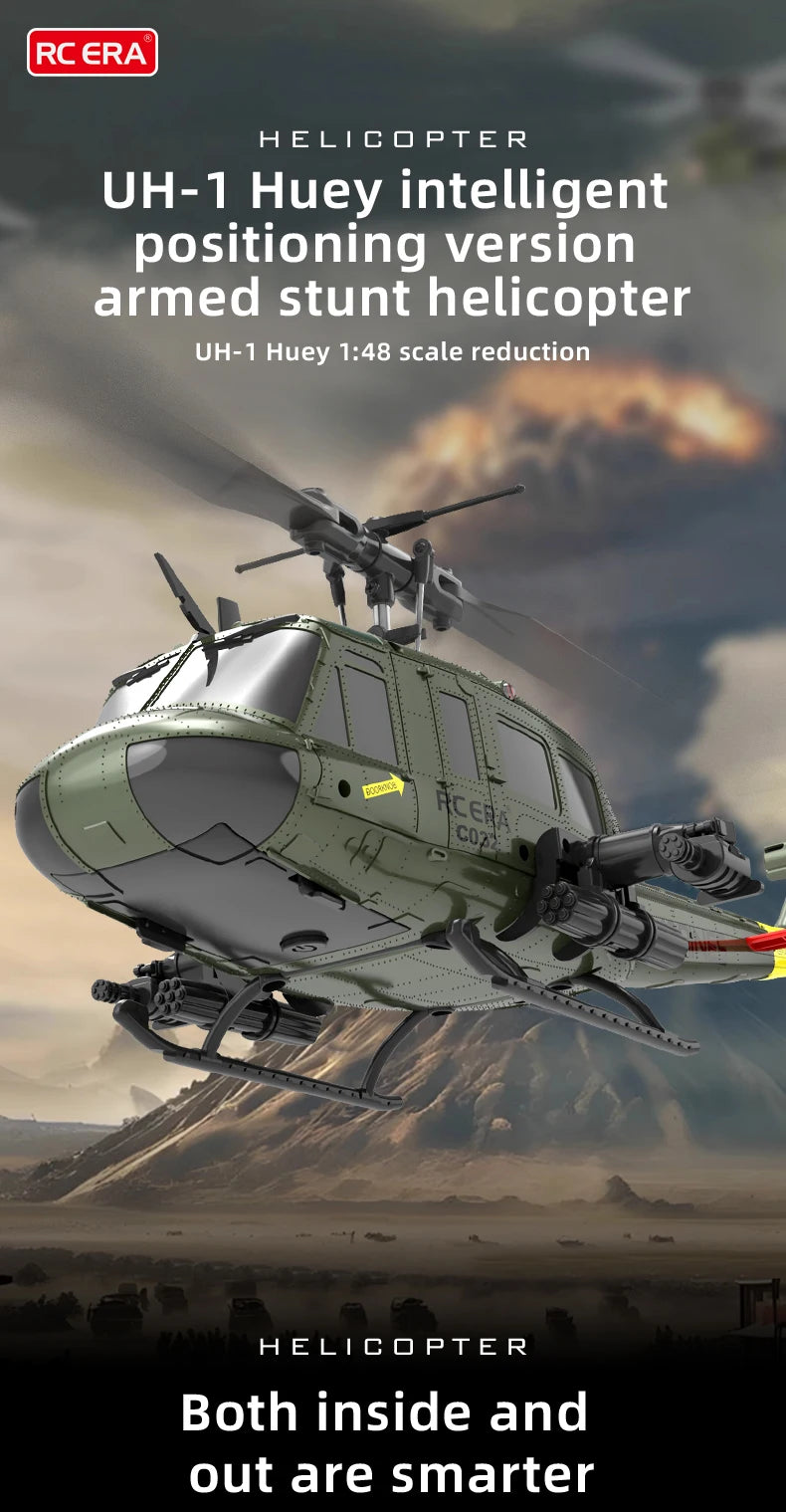 C032 UH-1 brushless RTF RC Helicopter 6-axis Gyroscope One Click 3D Flip Optical flow positioning UH1 helicopter model Hobby Toy