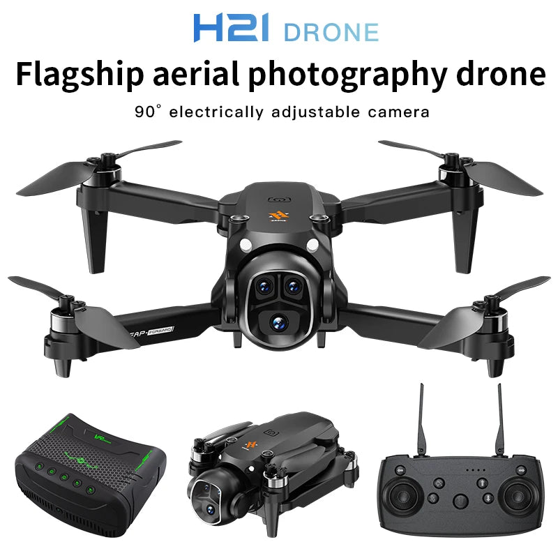 2025 New H21 VR Drone 4K HD Professional 90° ESC Camera Brushless motor Optical flow hovers Quadcopter Drones Gifts Toys