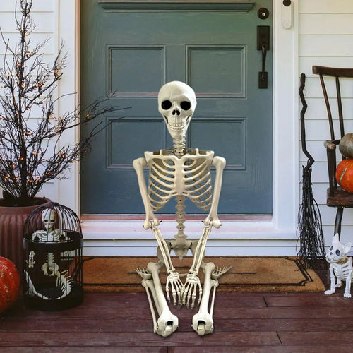 Load image into Gallery viewer, Halloween Realistic Body Bones Life Size Human Skeleton with Posable Joints Simulation Skull Ornament Haunted House Horror Props
