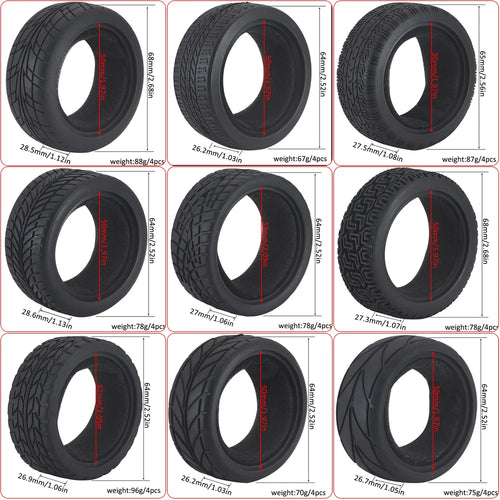 Load image into Gallery viewer, 1:10 On-road Car Tires 63-68mm High Grip Rubber Tyre Hot Melt Tire Hsp 94123 Hpi Himoto Fw06 Tt01 Abrasion Resistant Racing Car
