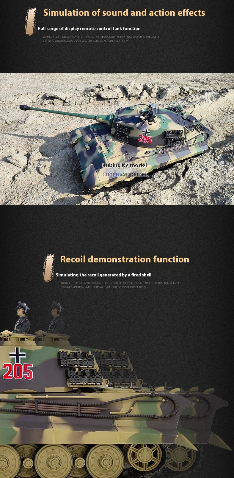 Henglong German Tiger King Remote-Controlled Tank 1/16 Metal Toy Car Professional Electric Tracked Off-Road Military Tank Model