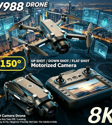Original V988 Drone 8K HD Dual Camera Professional 5G WIFI FPV Remote control with large screen Foldable Quadcopter RC DronPlusX