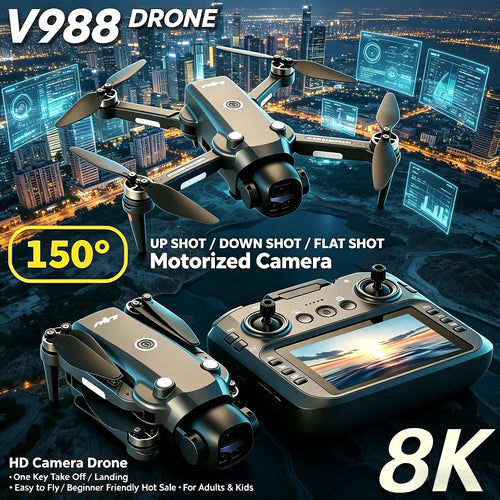 Load image into Gallery viewer, Original V988 Drone 8K HD Dual Camera Professional 5G WIFI FPV Remote control with large screen Foldable Quadcopter RC DronPlusX

