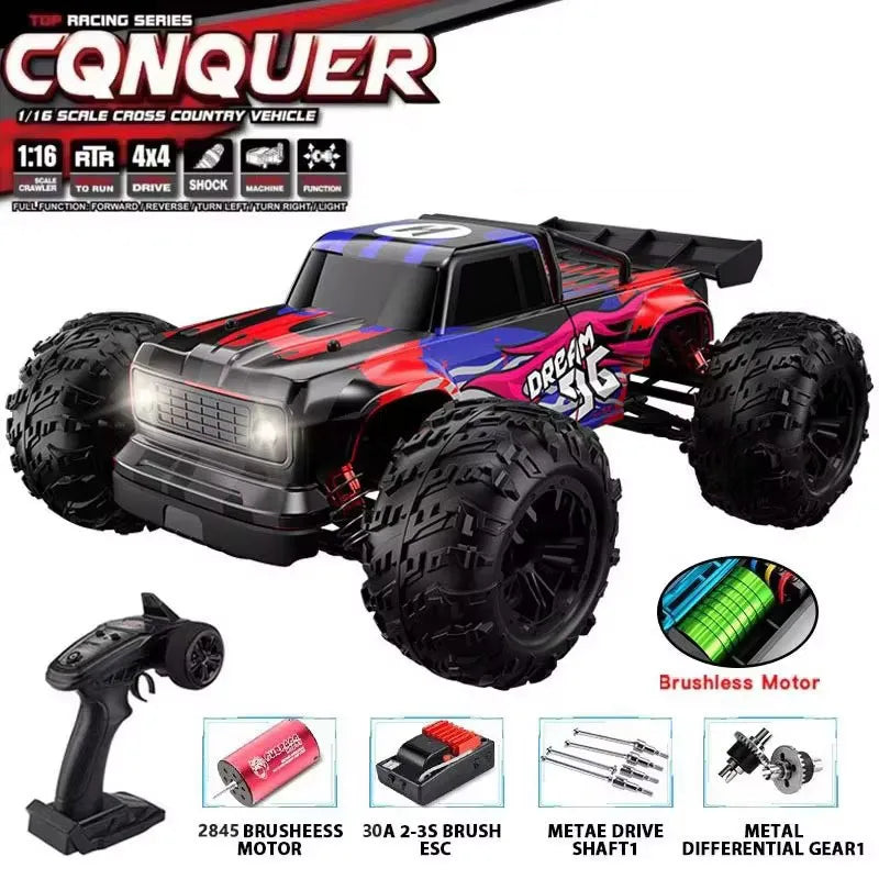 1:16 4WD RC Car 60KM/H Or 36KM/H With LED 2.4G Remote Control Cars High Speed Drift Monster 4x4 Truck For Kids VS Wltoys 144001