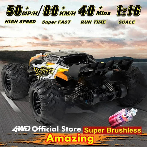Load image into Gallery viewer, 1:16 80km/h Brushless RC Drift Car With LED Lights 4WD Electric High Speed Racing Remote Control Monster Truck for Kids Adults
