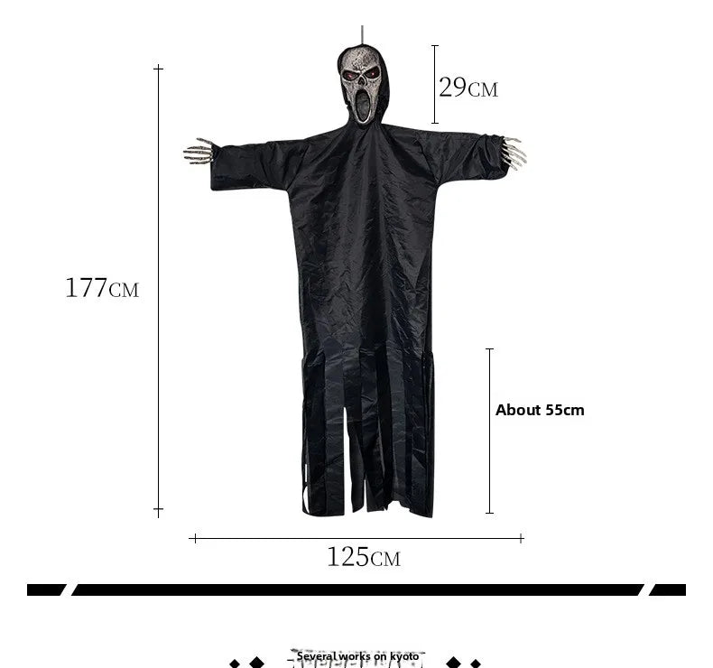 Halloween Decoration Screaming Scarecrow Ghost Voice-controlled Glowing and Sound-emitting Pendant Setting Up Props