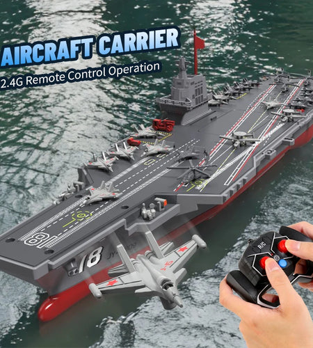 JJRC S19 RC Aircraft 2.4G Remote Control Battleship Boat RC Boat Auto Water Sensor Carrier Boat Toys Gift for Kids Boys