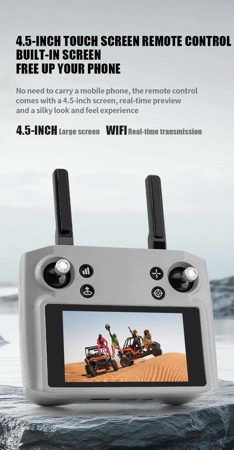 T01 Mini Drone with 4K HD Camera 4.5' Touch Screen GPS Obstacle Avoidance Brushless Motor - Folding Quadcopter for Photography