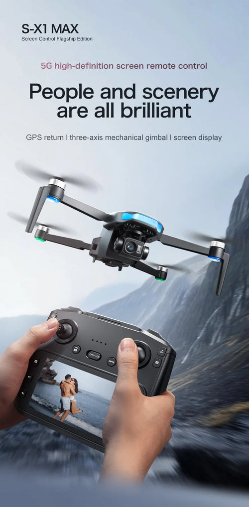 Load image into Gallery viewer, New S-X1 Quadcopter Drone: 4K Camera, 3-Axis Gimbal w/EIS, 5G GPS | Pro Aerial Photo Gift with Foldable Design

