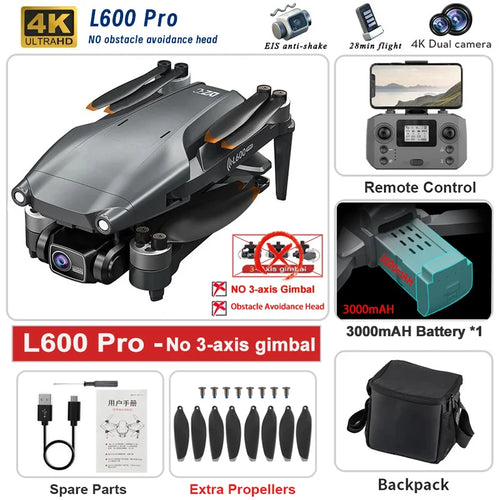 Load image into Gallery viewer, 2025 New L600 PRO MAX GPS Drone 5KM 4K Professional HD Dual Camera 3-Axis Gimbal 360 Obstacle Avoidance Brushless Quadcopter Toy
