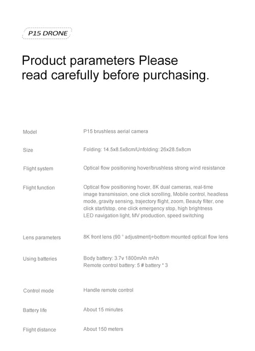 Load image into Gallery viewer, P15 Screen Control Drone 8K Professional Camera HD Aerial Photography Dual-Camera Omnidirectional Obstacle Avoidance Drone

