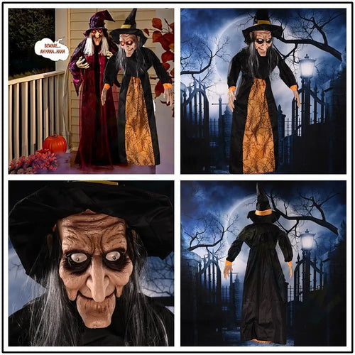 Load image into Gallery viewer, Halloween Hanging Ghost Voice Control Witch Light-up Eyes Voice Controlled Haunted House Prop Ghost Horror Bar Party Decoration
