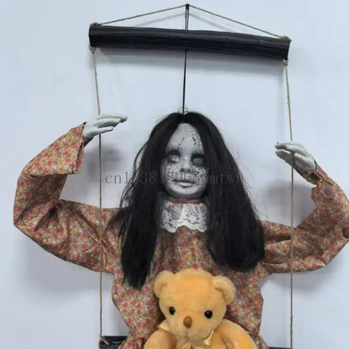 Load image into Gallery viewer, Scary Halloween Decorations Sound Activated Swinging Ghostly Doll with Light Up Eye for Garden Yard Indoor and Outdoor B03D
