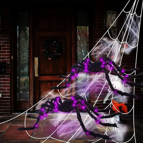 Load image into Gallery viewer, 8 Modes Halloween Spider Web Lights Waterproof Glow LED Spider Net 5m Triangle Luminous Halloween Spider Indoor Outdoor
