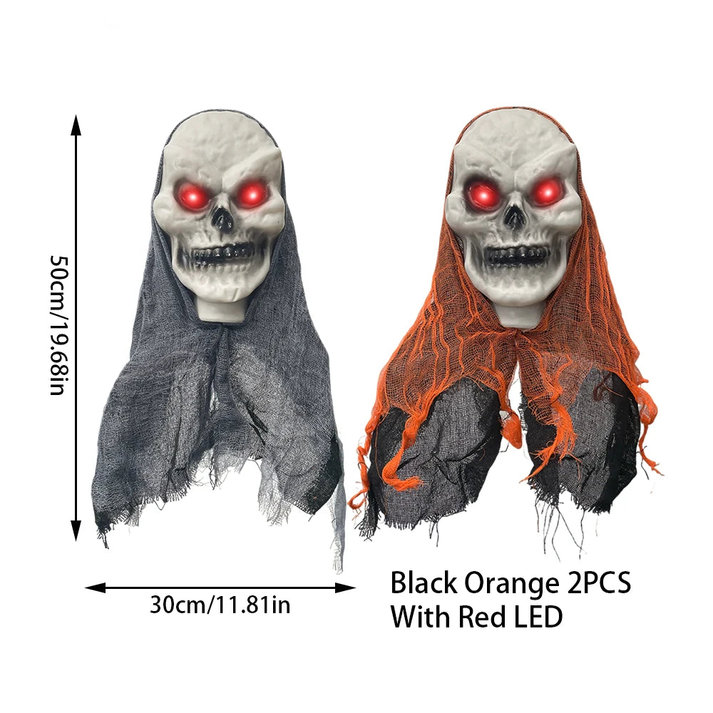 2PCS Halloween Skeleton Ghost Decoration Party Hanging Skull Skeleton Ornament Horror Props Haunted Home Decor Halloween Outdoor