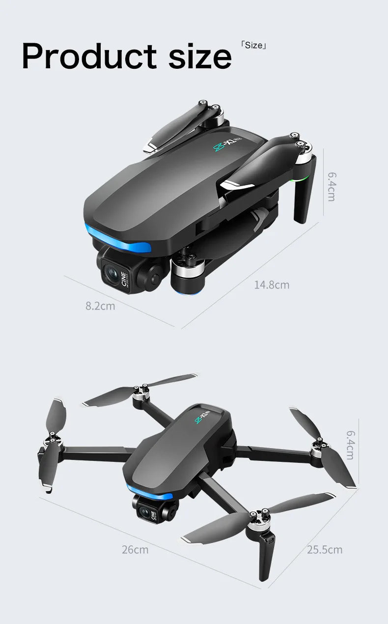 New S-X1 Quadcopter Drone: 4K Camera, 3-Axis Gimbal w/EIS, 5G GPS | Pro Aerial Photo Gift with Foldable Design