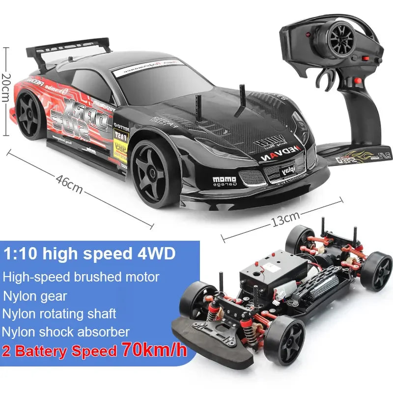 1:10 70km/h High-speed Drift Remote Control Car 2.4G 4WD Rc Off-road Vehicle Dual-speed Rc Car Children's Christmas Gift