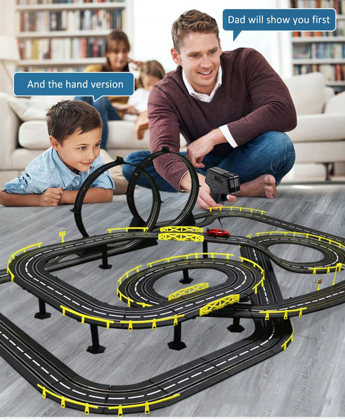 Load image into Gallery viewer, Slot car track Electric rail car 1:43 double remote control racing track toy automatic racing electric track children Christmas gift
